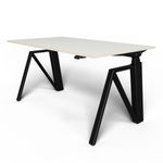 Bureau THEODORE  L140 - pieds noir - plateau Blanc laqué