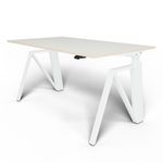 Bureau THEODORE  L160 - pieds blanc - plateau Blanc laqué