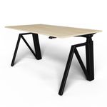 MAKIBA THEODORE - Escritorio para estar sentado/de pie - rectangular - stone oak - negro satén, RAL 9005 base