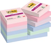 Post-it - 12 Blocs notes Super Sticky Soulful  - couleurs assorties - 47,6 x 47,6 mm