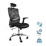Fauteuil de bureau GELATI - accoudoirs rabattables - appui-tête réglable - noir 