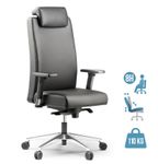 Fauteuil de bureau BOP - accoudoirs réglables - appui-tête - cuir noir