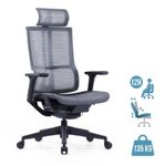 Fauteuil de bureau JAMES - accoudoirs réglables - appuie-tête réglable - noir et gris