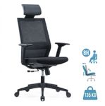 Fauteuil de bureau MAXIM - accoudoirs réglables - Appuie tête - noir