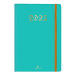 Agenda à élastique Cachemire - 1 semaine sur 2 pages - 17 x 24,5 cm - vert - Oberthur