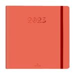 Agenda à élastique Cachemire - 1 semaine sur 2 pages - 16,5 x 16,5 cm - corail - Oberthur