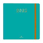 Agenda à élastique Cachemire - 1 semaine sur 2 pages - 16,5 x 16,5 cm - vert - Oberthur