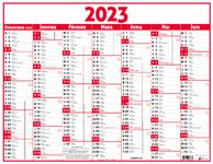 Oberthur Classique - Calendrier 7 mois par face - 43 x 55 cm - rouge