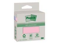 Post-it - 2 Blocs-notes recyclées - 76 x 76 mm - couleurs assorties - 200 feuilles (2 x 100)