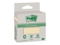 Post-it - 2 Blocs-notes recyclées - 76 x 76 mm - jaune canari - 200 feuilles (2 x 100)