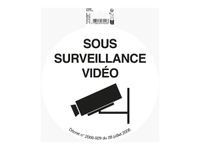 Exacompta - Plaque de signalisation Surveillance caméra  - 20 cm diamètre - vinyle - noir