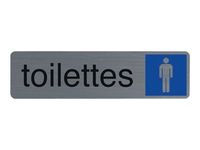 Exacompta - Plaque de signalisation Toilettes hommes - 165 x 44 mm - aluminium brossé
