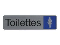 Exacompta - Plaque de signalisation Toilettes dames - 165 x 44 mm - aluminium brossé