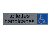 Exacompta - Plaque de signalisation Toilettes handicapés - 165 x 44 mm - aluminium brossé