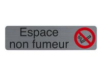 Exacompta - Plaque de signalisation Espace non fumeurs - 165 x 44 mm - aluminium brossé