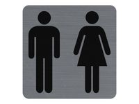 Exacompta - Plaque de signalisation Toilettes - 75 x 75 mm - aluminium brossé