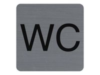 Exacompta - Plaque de signalisation WC - 75 x 75 mm - aluminium brossé