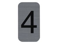 Exacompta - Plaque adhésive chiffre 4 - 25 x 44 mm - aluminium brossé