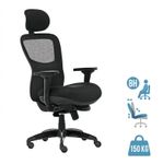 Fauteuil de bureau ATHOS - accoudoirs réglables - appuie-tête réglable - noir