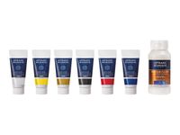 Lefranc Bourgeois - Set de peinture acrylique - 6 couleurs - ocre jaune, blanc titane, jaune primaire, noir ivoire, rouge primaire, bleu primaire