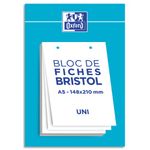 Oxford - Pack de 30 Fiches Bristol - A5 - uni - perforées - blanc
