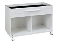 Rangement bas mobile SUNDAY - L80 x H59 x P42 - 1 tiroir+ 2 cases - blanc graphic