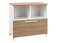 Armoire mi-haute SUNDAY - L80 x H79 x P42 - 2 cases + 1 tiroir - façade et dessus chêne (Top bois non compris)