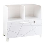 Armoire mi-haute SUNDAY - L80 x H79 x P42 - 2 cases + 1 tiroir - blanc graphic (Top bois à prendre en sus)