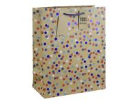 Clairefontaine - Sac cadeau kraft - pois multicolore - 26,5 cm x 14 cm x 33 cm
