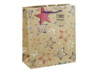 Clairefontaine - Sac cadeau kraft - étoiles multicolore - 21,5 cm x 10,2 cm x 25,3 cm
