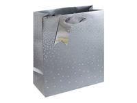 Clairefontaine - Sac cadeau - pluies d'étoiles argent - 21,5 cm x 10,2 cm x 25,3 cm