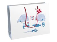 Clairefontaine - Sac cadeau - pingouins bleu - 37,3 cm x 11,8 cm x 27,5 cm