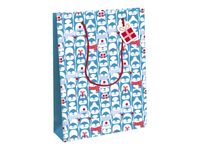 Clairefontaine - Sac cadeau - pingouins bleu - 26,5 cm x 14 cm x 33 cm