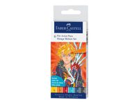 Faber-Castell Pitt Artist Pen Manga Shônen - 6 Feutres pinceaux à pointe souple à l'encre de Chine - couleurs assorties