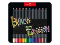 Faber-Castell Black Edition - 24 Crayons de couleur - couleurs brillantes assorties - boîte métal