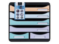 Exacompta Big-Box Maxi Aquarel - Module de classement 6 tiroirs - noir/pastel