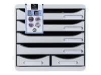 Exacompta Office Big Box - Module de classement 6 tiroirs - gris clair