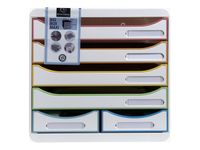 Exacompta Black Office - Module de classement 6 tiroirs - blanc/arlequin