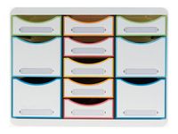 Exacompta Black Office - Module de classement 11 tiroirs - blanc/arlequin