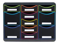 Exacompta Black Office - Module de classement 11 tiroirs - noir/arlequin