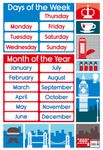 Poster pédagogique Anglais Mois et Jours - 52 x 76 cm - Bouchut