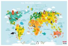 Poster pédagogique 1ère carte du monde - 52 x 76 cm - Bouchut