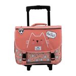 Cartable réversible à roulettes Hello 38 cm - 2 compartiments - chat - Pol Fox