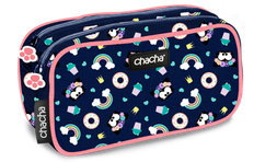 Trousse rectangulaire Chacha Kinky - 2 compartiments - bleu - Kid'Abord
