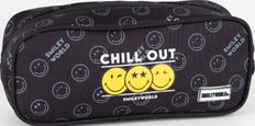 Trousse rectangulaire réversible Smiley Chill out - 1 compartiment - noir/jaune - Hamelin