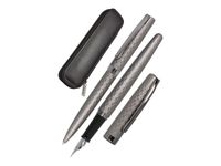 Online Eleganza Diamond - Parure de stylo à bille et stylo plume - titan (gris) - étui cuir