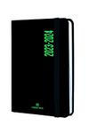 Agenda à élastique Alabama - 1 jour par page - 12,5 x 17,5 cm - noir et vert - Oberthur