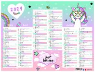 Calendrier Licorne - 7 mois par face - 40,5 x 55 cm - Oberthur