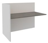 Banque d'accueil Module de départ haut OLA - L122,5 x H112 x P82,5 cm - structure blanc perle, plateau chêne gris