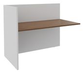 Banque d'accueil Module de départ haut OLA - L122,5 x H112 x P82,5 cm - structure blanc perle, plateau noyer